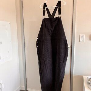 Baggy Wide Leg Stretch Corduroy Dark Gray Overalls Size 22